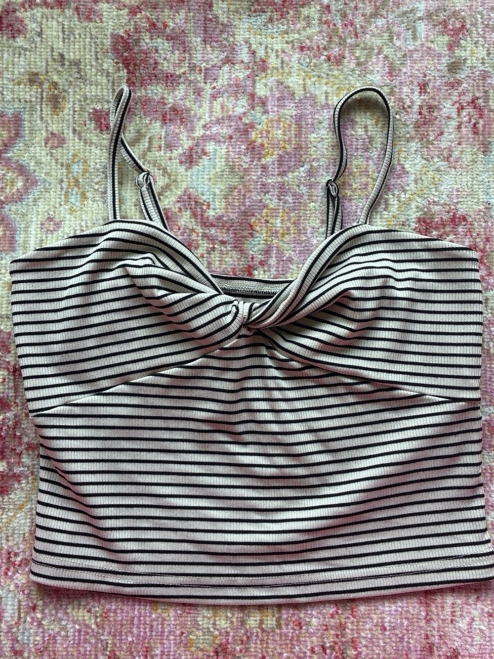 Cider Black and White Striped Twist-Front Cami